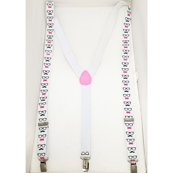 Suspenders Glasses Mustache Bow Tie Design Novelty Accessory Adult Adjustable - Picture 1 of 3